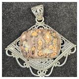 Sterling Silver Leopard Skin Gemstone Pendant