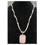 Rose Quartz & Dentalium Shell Beaded Necklace