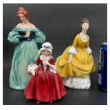 3 Vintage Lady Figurines - Royal Doulton & Goebel