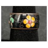 Enamel Floral Ring Sz 7