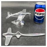 Vntg Airplane Table Lighter, Hoselton Letter Open