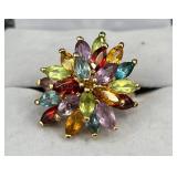 Multi-Stone Ring Topaz, Garnet & Citrine Sz 6