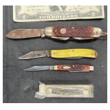4 Vintage Pocket Knives - Schrade, Colonial +