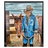 Original Man With Mule Painting by Blue Bond