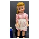 Vntg 15" Little Lonely Doll w Pink Gingham Dress