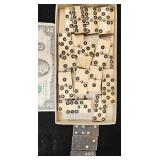 25 Antique Bone & Ebony Dominos w Spinners