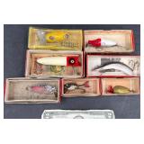 7 Vntg Fishing Lures - Heddon River Runt Spook +