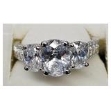 Sterling Silver CZ Engagement Promise Ring Sz 7