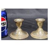 Pair Sterling Silver Weighted 2 1/2" Candle Holde