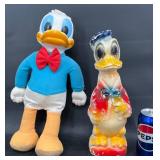 2 Vntg Donald Ducks - Walking Plush & Chalkware