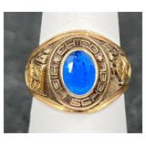 1976 10KT Chico High School Class Ring Blue Topaz