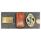 Vintage Lighter Belt Buckle & 2 Money Clips