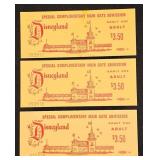 3 Vintage Disneyland $3.50 Admission Tickets