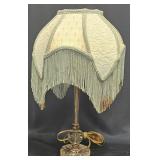 Vintage Table Lamp w Fringe Shade Works