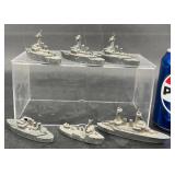 6 Vintage Diecast Metal Toy Ships