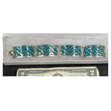 Sterling Silver Turquoise Chip Inlaid Bracelet