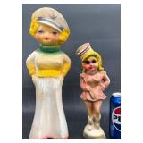 2 Vintage Carnival Chalkware Figurines - Sailor +