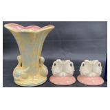 Pair Vntg Chadwick Swan Candleholders, Gonder Vase