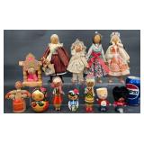Vintage Wooden Folk Dolls Collection