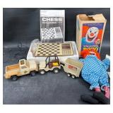 Vintage Toys - Tonka, Bozo Clown Doll, Chess Game