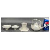 Vintage Zinc Japanese Teapot w Sake Cups