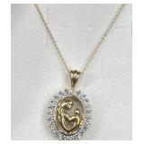 10KT Gold Mother & Child Diamond Pendant Necklace