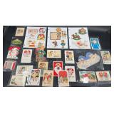 30 Vntg Valentines Cards, 4 Vntg Christmas Cards+