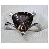 Sterling Silver Smokey Quartz Ring Sz 8