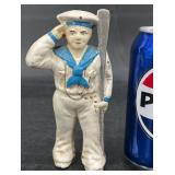 Vintage Cast Iron Saluting Sailor Coin Bank
