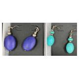 2 Pairs Sterling Howlite Dangle Earrings