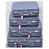4-Pc Vntg American Tourister Suitcase Set w Covers