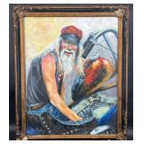 Original Motorcycle Riderï¿½Painting by Blue Bond