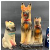 2 Vntg Carnival Chalkware Figurines - Lion, Dogs
