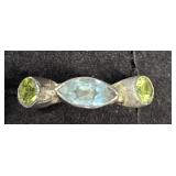 Sterling Silver Peridot & Blue Topaz Ring Sz 5