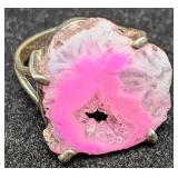 Pink Quartz Sterling Silver Ring Sz 7.5