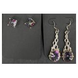 2 Pairs Sterling Mystic Topaz Earrings
