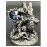 Pewter Lunar Dragon w Crystal 3137 Figurine