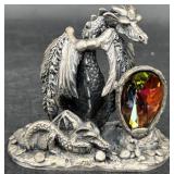 Pewter Majestic Dragon w Crystal 3116 Myth &