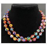 2 Vntgï¿½Murano Millefiori Glass Bead Necklaces