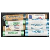 8 Rolls of Coins - Pennies, Nickels, Dimes