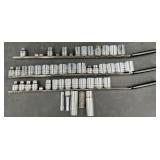 Assorted Metric & SAE Sockets w Organizing Rails