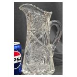 Antique Heavy Large ABC Crystal Glass Pitcher