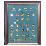 Vintage Framed MLB Baseball Pins Collection