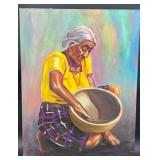 Original Elderly Woman Painting Signed Papo