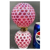 Small Vintage Fenton Pink Coin Dot Oil Lamp