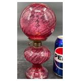 Small Vintage Pink Swirl Glass Oil Lamp