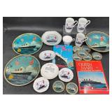 Queen Mary Superliner Memorabilia - Plates, Cups+