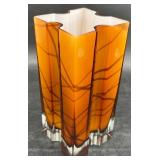 Amber Sculptural Art Glass Vase