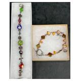 Vntg Lampwork Bead Sterling &ï¿½Swarovski Bracelets