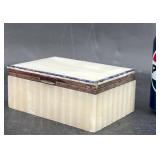 Art Deco Sterling & Alabaster Cigarette Card Box